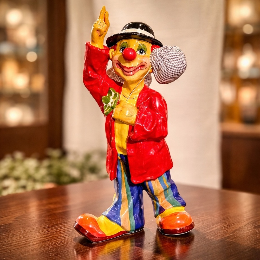 Hobo Teary Eyed Clown Hand Painted Vintage Paper Mache Made in Mexico Unmarked